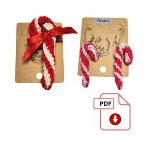 Patrón de broche y pendientes Bastón de caramelo