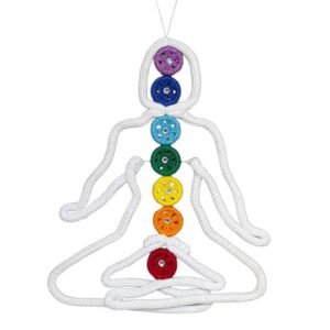 Adorno Colgante de los 7 Chakras en Silueta de Meditación